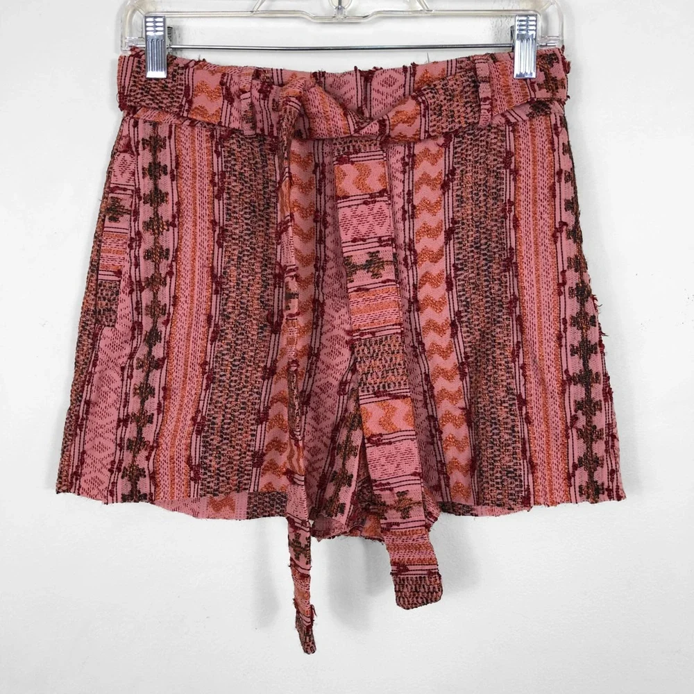 Anthropology‎ Eva Franco Orange embroidered Texture Boho Shorts Size 6